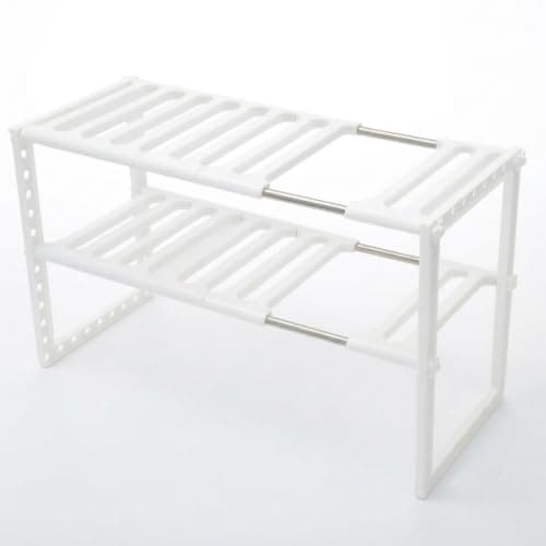 Multifunctional Organizer - Metal Legs Organizer Shelves Plastic Movable Shelves for Kitchen Utensil Toiletries Practical Space Use (W) Storage rack