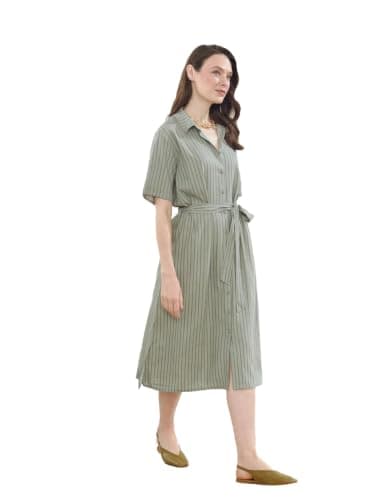 LC WAIKIKI Woman Striped Linen Blend Women's Shirt Dress
