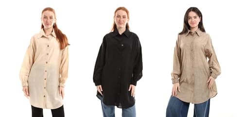 Red Circle Womens Bundle of 3 Oversized Button-Down Tunic Shirt Bundle of 3 Oversized Button-Down Tunic Shirt Outerwear