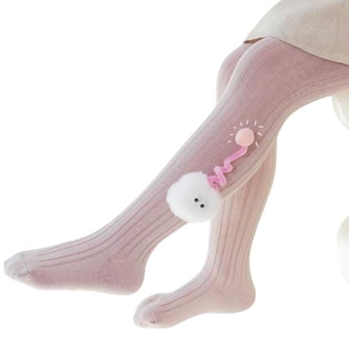 Girls' Ribbed Warmer Pantyhose with 3D Cartoon Detail, Pink (4years) | Kids Leggings, 3D Cartoon Design, Full Length, Soft Knit, Toddler Girls, Tights