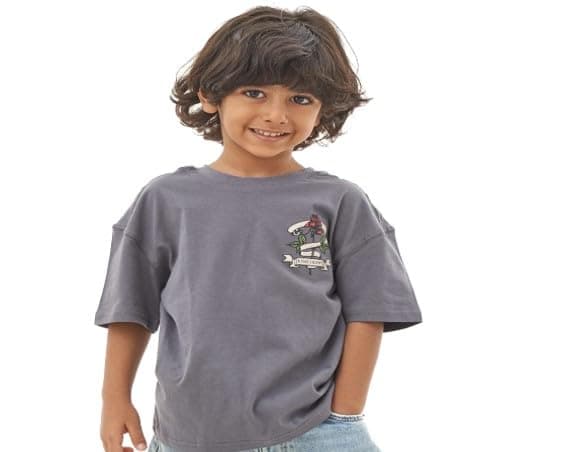 lovely land Boys Kids' T-shirt with a Flower Graphic Classic