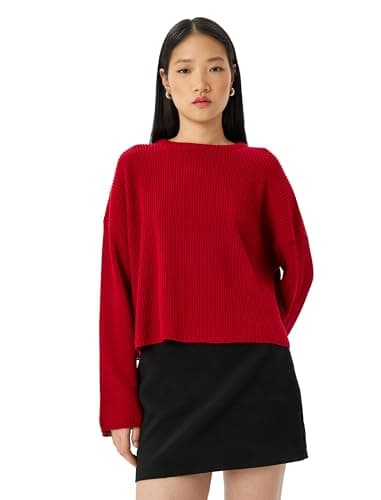 KOTON womens Koton Sweatshirt Swan Applique Detail Ruffle Long Sleeve Crew Neck Brushed Cotton (pack of 1)