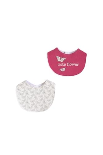 Junior Baby Girls Bib Set - 2 Pack Soft Cotton Feeding Bibs with Absorbent Fabric, Printed Infant Drool Bibs Everyday Use, Multicolor, 03 Food bib