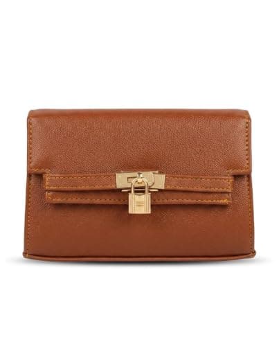 CRS020 - ELEGANT LEATHER CROSSBODY BAG WITH GOLD LOCK Handbag