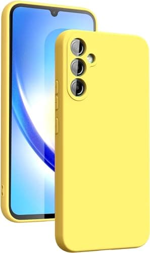 Generic Silicone Case Anti-Shockproof With Modern Design And Inner Lining, Compatible with Samsung Galaxy A13 5G / A04S (Yellow) Cellular phone case