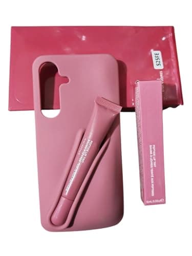 Silicone Lipstick Holder Case forSAMSUNG GALAXY S25 FE — Built-in Lip Balm/Cosmetic Tube Slot, Soft-Touch Grip, Slim Shockproof Cover, Camera Protection — Stylish (Mauve Pink) Cellular phone case