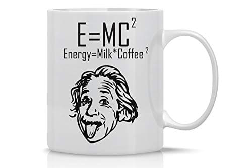 E=MC2-11oz Ceramic Coffee Mug - Einstein Theory Formula - Energy Equals Milk Plus Coffee - Funny Office Gifts For Scientist, Engineers, Geeks, Physicist, Coders And Engineers - By CBT Mugs Drinking cup
