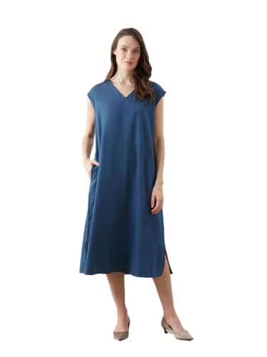 LC WAIKIKI Woman V-Neck Pocketed Denim Dress