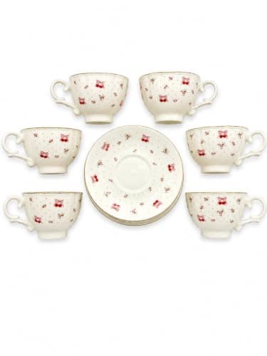 Porcelain Coffee Cup and Saucer Set of 6, 12-Piece.