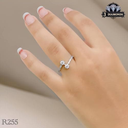 3 Diamonds 292474661778868 Platinum Plated Ring For Women With Zircon Stone - Silver