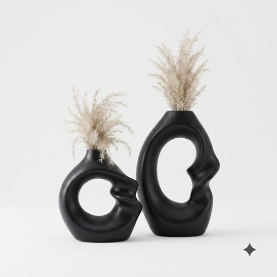 Decorative Vase Set of 2, Elegant and Modern Flower Arrangement, Artificial Plants for Reception Decor, Living Room, Bedroom, Home Decor