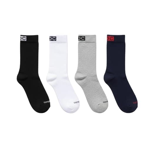Cottonil Pack of 4 Full Towel Cushion Cotton Crew Sport Socks, Plain Color, Athletic Comfort Fit