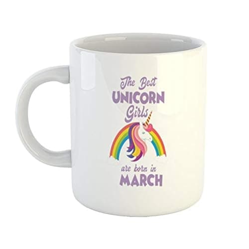 iKraft Coffee Mug | Printed Design - The Best Unicorn Girls are Born in March | Stylish Mug | Best Gift for Friends and Coffee Lovers, White - 11oz [325 ml] Drinking cup