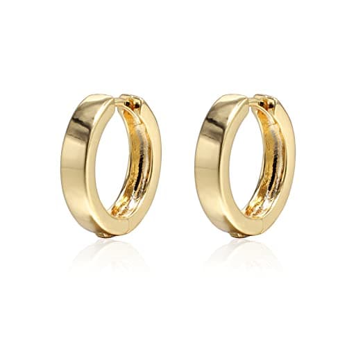 Krstudent 18K Gold Plated Hoop Earrings, Small Lightweight Hypoallergenic Cartilage Huggie Earrings for Women