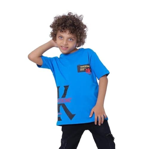 BEBO Boys Boys Printed Short Sleeve T-Shirt 4 Years Sky Blue