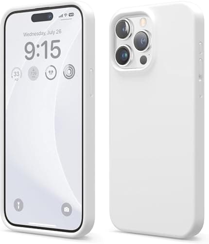 Liquid Silicone Case Compatible with iPhone 15 Pro Max 6.7 Inch, Full Body Protective Cover, Slim Phone Case, Anti-Scratch Soft Microfiber Lining (White) Cellular phone case