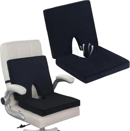 Ergonomic Seat Cushion and Backrest Set - Pelvic Orthopedic Support - Improve Posture - Elegant and Modern Streamlined Design - Suitable for Home and Office Black