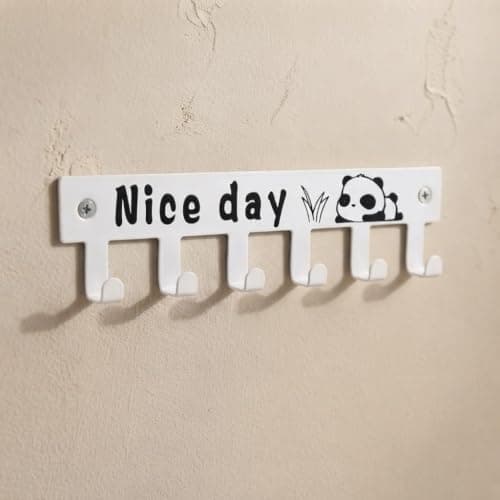 6 Hook Over the Door Hanger Rack for Clothes Bags & Accessories White