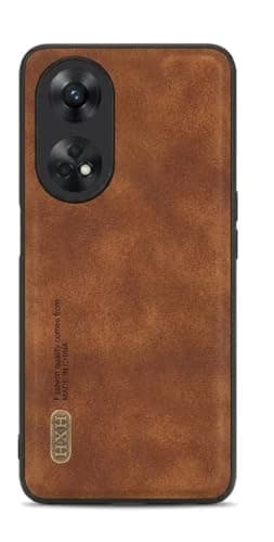 Leather Case For Luxury Faux Leather Protective Case For Stylish Compatible With (Reno 8T) Design Protection Anti Fingerprint Protection Case Made Of Classic Vintage Faux Leather (Brown) Cellular phone case