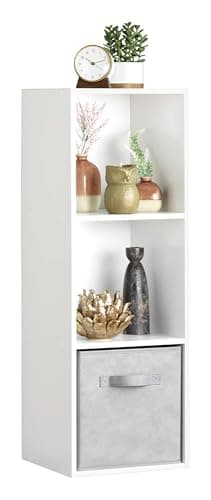 Whitmor 3 Cube Organizer, White | Stackable MDF design, 3 open-front cube, 30 lb capacity per cube, easy assembly, white finish. Mounted storage system kit