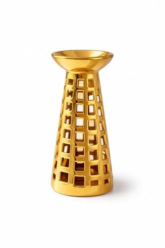 Home Care WA-1156 Round Gold Mesh Candle Holder (Small) Luxury Decorative Candle Holder with Elegant Gold Mesh Design