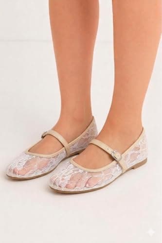 Patent Bow Mary Jane Ballet Flat | Chic Sheer Lace Design: Features delicate floral lace mesh upper with sleek leather trim for a modern Shoes