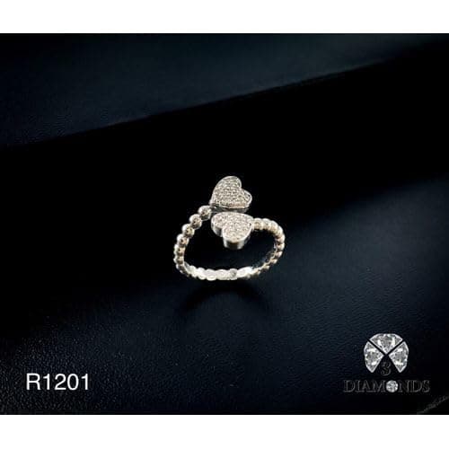 3 Diamonds 292474661779174 Platinum Plated Ring for Women with Zircon Stone - Silver-18