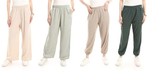 Red Circle Womens Bundle of 4 Comfortable Elastic Waist Summer Lounge Pants Bundle of 4 Comfortable Elastic Waist Summer Lounge Pants