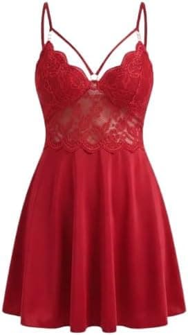 Women's Home Nightgown (red) (Nightgown) – Comfortable and Functional Nightwear | Suitable for Spring, Summer and Autumn (7592) Nightgown nightshirt