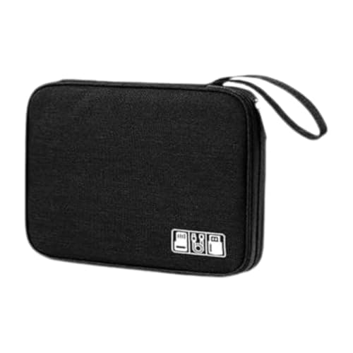 Electronic Organizer - Cable Case Portable digital Storage Bag for Electronic Accessories cell phone, USB Cables, Power Bank, SD Card, Flash memory stick, charger, Cord, Earphone, earpod (Black) Carrier bag case