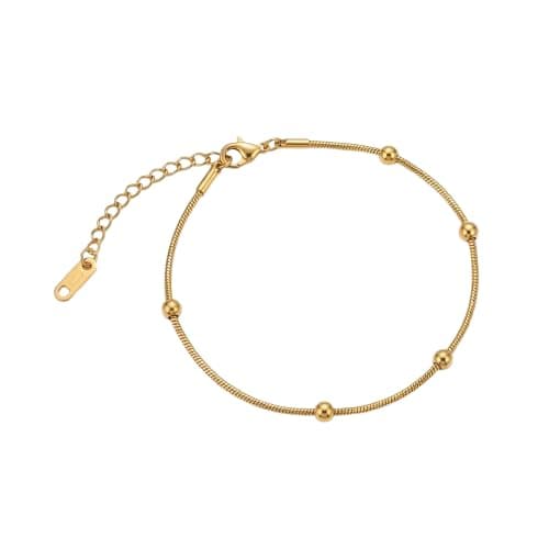 Gold Tone Adjustable Snake Chain Ball Beads Bracelet For Women-Mg_st 1018