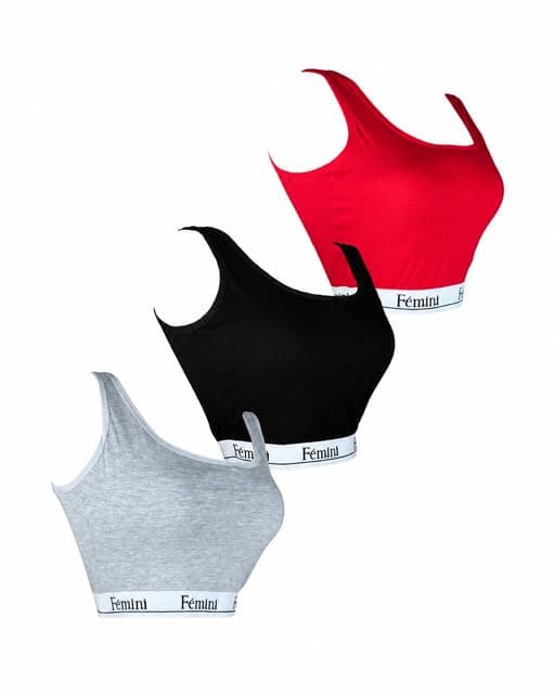 Fémini Cotton Padded Sports Bra – Pack of 3, Gym & Everyday Wear