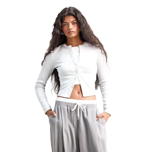 DeFacto Womens Fitted Crew Neck Knitted Cardigan F9348AX Cardigan (pack of 1) Sweater