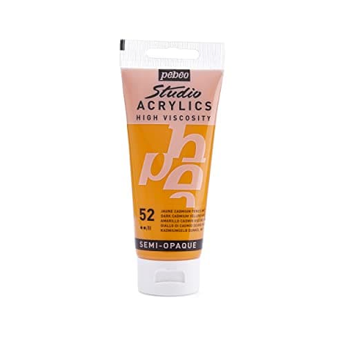Pebeo - Acrylic Fine Studio Acrylics - Dark Cadmium Yellow Hue - Dark Cadmium Yellow Hue 100ml/3.38oz Paint