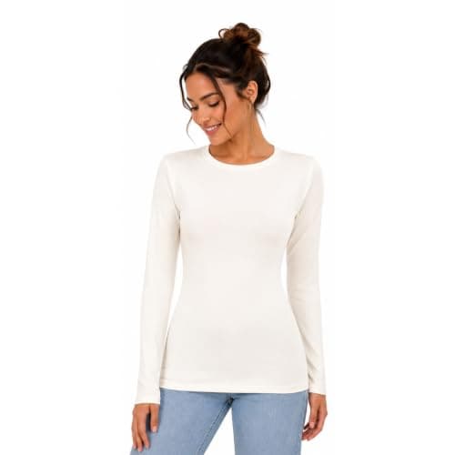 Women's Long Sleeve Crew Neck T-Shirt | Slim Fit, Casual Wear, Everyday Basic, Stretch Fabric, Layering Top