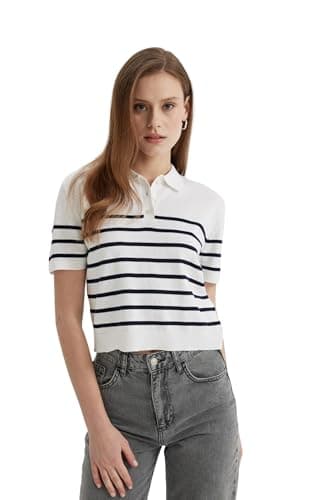 DeFacto womens Core Regular Fit Polo Neck Short Sleeve Tricot Pullover Pullover (pack of 1)