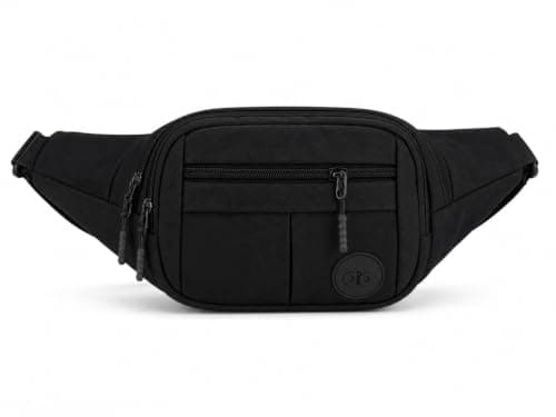 Waterproof Hiking Cycling Running travelling Belt Waist Bag Unisex Shoulder Crossbody Chest Waist Bag for Women and Men Solid design (Black 1) Waist pack