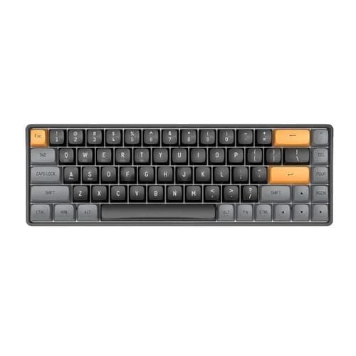 Aigo A68 Wireless, Bluetooth & Wired Mechanical Gaming Keyboard - Yellow Switches, 68 Keys, Hot Swapabble, PBT Keycaps, Detchable USB-C Cable, Rechargable Battery (Brown Sugar)