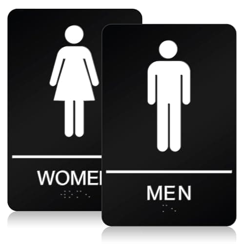 Men and Women Restroom Sign - ADA Compliant Braille Bathroom Sign