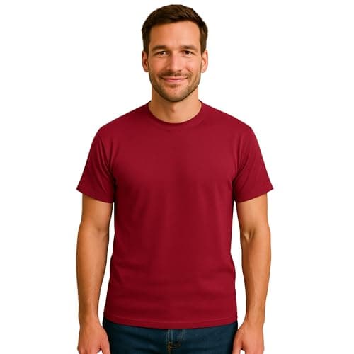 ISTANBUL MODEL Men’s Plain T-Shirt, Round Neck Short Sleeve Tee, 95% Cotton & 5% spandex Stretch, Regular Fit, Pack of 1