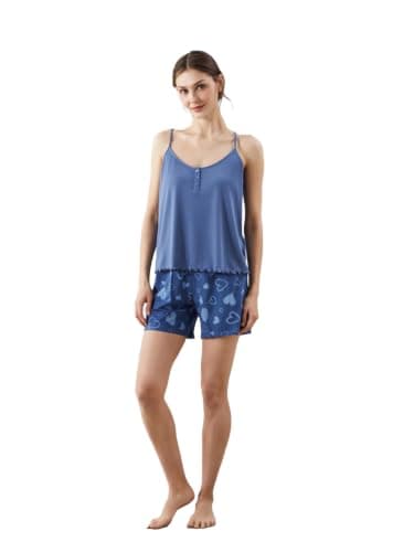 LC WAIKIKI Woman V-Neck Printed Women's Shortie Pyjama Set Pajamas