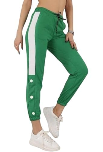 MEZA Women's Milton Jogger Pants with Side Stripe, No Pockets, Slim Fit