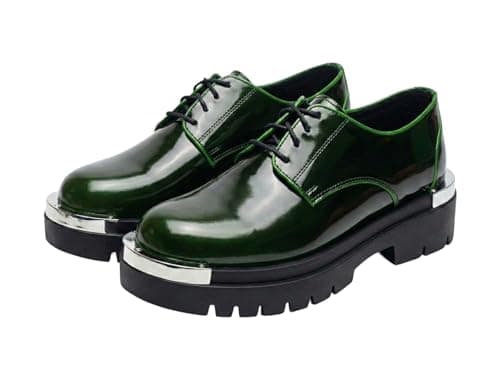 Romba Sport Men's Oxford Shoes Shiny Faux Leather Platform Non-slip Casual Fashion