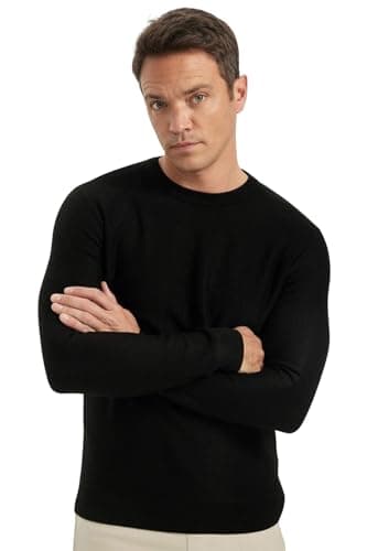DeFacto Man Standart Fit Crew Neck LONG SLEEVE Tricot Pullover C9618AX, Black L Skateboard