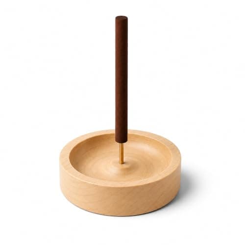 Rays & Rocks Incense Stick Holder, Handcrafted Natural Wood Ash Catcher, Round Incense Burner for Meditation, Aromatherapy & Home Décor