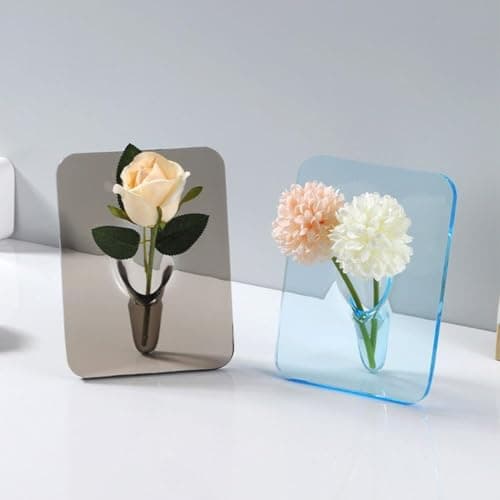 Clear Acrylic Flower Vase with Decorative Stand Modern Design Desktop Floral Arrangement Container for Home Office Indoor Living Room Decor