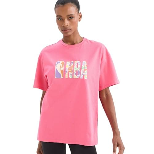 DeFacto Womens Fit Oversize Fit-Nba Crew Neck Short Sleeve Knitted Short Sleeve T-Shirt Short (pack of 1)