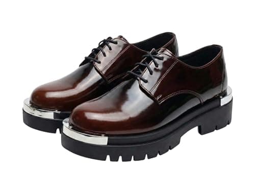 Romba Sport Men's Oxford Shoes Shiny Faux Leather Platform Non-slip Casual Fashion