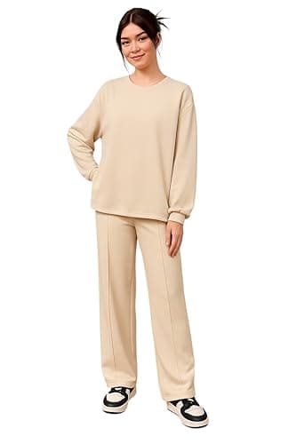 Romba Sport Girls Women Cotton Heavy Material Side Slits Loose Fit Comfy Fashion Suit Coordinated outfit
