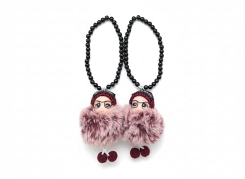Chain Beautiful And Elegant - Streamlined And Elegant - Modern Shape - For Car - Pendant White * Maroon - (2 Piece) -SAcar Keychain